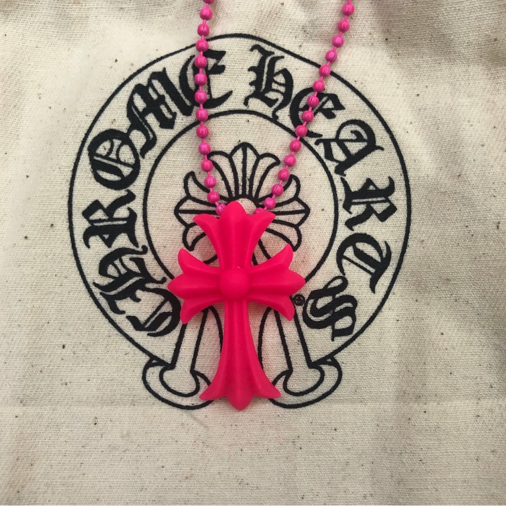 Chrome Hearts Rubber Silichrome CH Cross Pendant Necklace